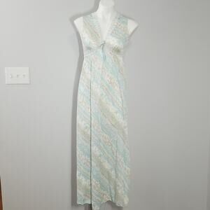 Vintage 80s Union Label Long Floral Slip Nightgown